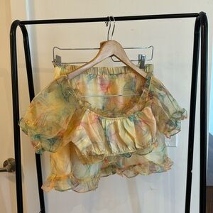 Off shoulder crop top & skirt set